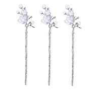 Ipetboom 3pcs Bâtonnets à Cheveux Vintage en Alliage de Zinc et Fausse Perle, Décorations pour Cheveux de Femmes Élégantes, Faciles à Fixer, sans Griffer le Cuir Chevelu, pour Soirées