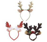 Ipetboom 3pièces Bandeau Cerf Serre-tête De Noël Lumineux Accessoire Pour Cheveux De Noël Lot
