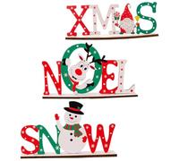 Ipetboom 3pièces Lot de Panneaux Décoratifs de Noël Bois Lettres Anglaises pour Bureau Décoration de Table pour Fête