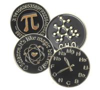 Ipetboom 4 Ensembles Broche Ronde Noire Revers À Revers Broche Symbole Scientifique Épingles Pour Sacs À Vintage Pour Femme Épingler Pour Les Vêtements Alliage 4 Pièces * 4