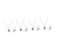 Ipetboom 4 Ensembles Ensemble De Boucles D'oreille De Collier De Tête De Bouddha Collier De Charme Femme Collier Pendentif Collier Pour Femme Silver Alliage De Zinc