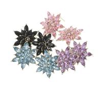 Ipetboom 4 Paires Boucles Oreilles Femmes Fleur Multicouche Légère Alliage avec Cristaux Éclatants Clous Oreilles Confortables pour Étudiants et Jeunes Femmes