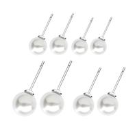 Ipetboom 4 Paires Boucles Oreilles Perles Naturelles Sterling pour Femmes Bouchons Bijoux Élégants pour Toutes Occasions