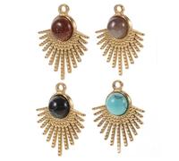 Ipetboom 4 Pièces Accessoires de suspension Sector pour forme naturel ancien assorti petit charme de la pierre Constructions de bijoux pendentifs bricolage breloques Acier inoxydable