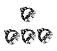 Ipetboom 4 Pièces Anneau d'hommes de la bouche de requin anneaux de doigt pour les hommes bijoux de mode pour hommes bagues pour hommes cool hommes anneaux bague homme Acier au titane