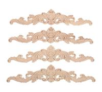 Ipetboom 4 pièces Appliques Bois Massif Sculpté Décoratives pour Meubles Ornements Européens Classiques Résistantes et Compatibles Lit Porte Armoire Non Peintes