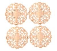 Ipetboom 4 pièces Appliques Bois Rondes Non Peintes Décoratives pour Meubles Portes Murs Moulures Naturelles Résistantes pour DIY Décoration Intérieure