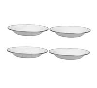 Ipetboom 4 Pièces Assiette Émaillée Rétro Lot de Assiettes de Service Décoratives Émail Blanc pour Snacks et Apéritifs et Élégantes pour Dîner Pique et Décoration de Table