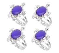 Ipetboom 4 pièces Bague Humeur Tortue Changeante Anneaux Unisexes Thermochromiques Sensibles Aux Émotions et Température Bijoux Amusants Adaptés à Plusieurs Styles