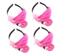 Ipetboom 4 Pièces bandeau flamant rose faire la fête groupe Bande de cheveux Accessoires de cheveux pour filles casque hawaïen pour femme bandeau de fête tropicale la plume Rosé