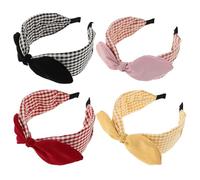 Ipetboom 4 pièces Bandeaux Larges à Carreaux pour Femmes de Bandeaux Noués Rétro Tissu Doux Accessoires de Cheveux Confortables pour Mariage Fête et Usage Quotidien