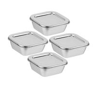 Ipetboom 4 Pièces Boîte Alimentaire Inox Conteneurs Alimentaires Acier Inoxydable avec Couvercles Hermétiques Boîtes de Stockage pour École et Restauration Surface Lisse et Bords Arrondis