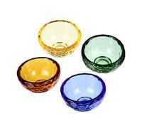 Ipetboom 4 Pièces Bol Bouddhiste Tibétain Cristal Bols à Eau Bénite Colorés Miniatures pour Maison et Temple Rangement Pratique pour Snacks et Offrandes Cadeau Culturel Est Asiatique