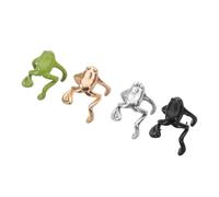 Ipetboom 4 Pièces Boucles Oreilles Grenouille Clip Non Percé Boucle Oreille Cartilage Femme sans Bijoux Clip Animal Mignon Cadeau Anniversaire Noël