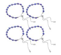 Ipetboom 4 Pièces Bracelets Œil Maléfique Réglables Bracelets Perles Artisanaux à Perles Naturelles Chaînes de Main Unisexes avec Charme Œil Sphère Bijoux pour Fêtes