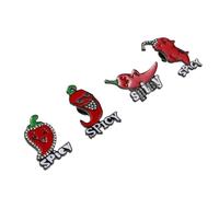 Ipetboom 4 pièces Broches Alliage Métal Forme Piment Rouge Épingle Végétale Mode Femme pour Écharpe Pull et Chemise Accessoires Vestimentaires
