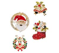 Ipetboom 4 Pièces Broches de Noël Alliage Accessoires Vestimentaires Festifs Assortis Décorations Adorables pour Pull Chapeau Sac et Écharpe Couleur Aléatoire