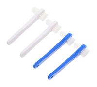 Ipetboom 4 pièces Brosse à Dents Double Tête pour Dentier Adulte Portable et Ergonomique Lot de Blanc et Bleu Nettoyage des Fausses Dents