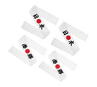 Ipetboom 4 Pièces Ceinture de cheveux du chef Bandeau accessoires de chef pour hommes décorations de fête de sushi Décorations japonaises déguisement de chef sushi en tissu blanche
