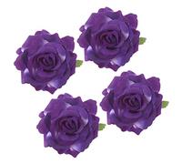 Ipetboom 4 Pièces Clip à Cheveux Rose Simulation Femme Artificiel Des Roses Barrette Fleurs Pétale Élégant Réel Pince à Cheveux Rose Broche Faux Thème Forme Violet,mauve