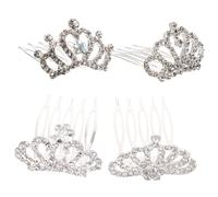 Ipetboom 4 pièces Couronnes Petites Incrustées Strass avec Peignes Accessoires Tête pour Filles Léger et Confortable pour Mariage Fête et Photographie