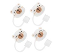 Ipetboom 4 Pièces Couvercle Réutilisable De Paille Avec Motif Ours Protection Contre La Saleté Et Les Micro-organismes Adapté à Diverses