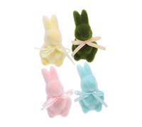 Ipetboom 4 pièces Lot de Figurines Lapin Miniatures Mousse Réaliste Vert Jaune Rose et Bleu Décorations de Pâques Mignonnes pour Table et Intérieur