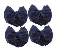 Ipetboom 4 pièces Lot de Filets à Chignon pour Femmes avec Nœud Ruban Pinces Cheveux Stables pour Hôtesses Infirmières et Danseuses Accessoires Cheveux Élégants et Pratiques
