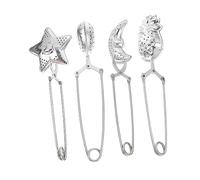 Ipetboom 4 pièces Lot de Infuseurs à Thé Acier Inoxydable avec Poignée Filtres à Maille Fine pour Thé Vrac et Épices Design Original Étoile Cœur Lune et Ananas Réutilisables et Brûlure