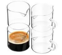 Ipetboom 4 pièces Lot Mini Pichets à Lait Verre et Tasses Espresso Transparentes Design Compact et Résistant pour Café Lait et Yaourt Accessoires Café Polyvalents