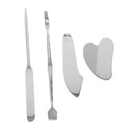 Ipetboom 4 Pièces Outil de Nettoyage des Pores et Massage Facial Sculptant Spatule de Nettoyage Profond et Gua Sha Courbé pour Hommes et Femmes Application de Fond de Teint Précise