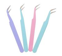 Ipetboom 4 pièces Pinces Artisanales Courbées Acier Inoxydable Précision pour Nail Sticker Scrapbooking et Extensions Cils avec Protection Embout Doux Outil Multifonction de Bricolage
