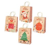 Ipetboom 4 Pièces pochette surprise noel sachet bonbon noel de vente au détail de noël d'emballage de noël bonbonnière sachet de bonbons en papier kraft pochette