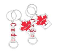 Ipetboom 4 pièces Porte-clés Canada Érable Métal avec Décapsuleur Inoxydable Souvenir Voyageur Compact et Cadeau Pratique pour Anniversaires et Fêtes