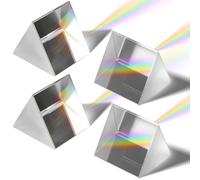Ipetboom 4 Pièces Prisme Triangulaire en Cristal Haute Clarté pour Enseignement et Photographie, Design Compact, Cube de Verre Optique pour Expériences Scientifiques