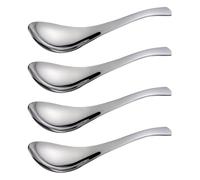 Ipetboom 4 pièces Set de Cuillères Inox Légères pour Soupe Asiatique Cuillères à Riz et Dessert Compacte pour Garçon Fille Adaptées pour Ramen Pho Miso et Dim Sum