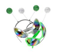 Ipetboom 4 Pièces Set de Têtes pour Fête Halloween Accessoires Amusants pour Adultes Design Original Extraterrestre Vert et Argenté Décorations Festives