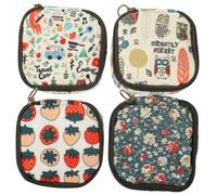 Ipetboom 4 pièces Trousse Cosmétique Carrée Zippée pour Sac de Rangement Portatif pour Serviettes Hygiéniques Porte et Petits Objets Design Mignon et Pratique Lot