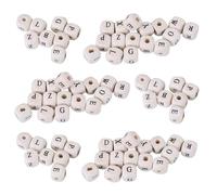 Ipetboom 400 pièces Perles Bois Carrées Alphabet Naturel pour Bijoux DIY Bracelets Colliers Porte-clés Création Facile et Surface Lisse pour Peinture
