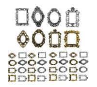 Ipetboom 40pièces Cadre Photo Nail Art Mini Paysage Métal pour Décor Baroque et Usage Professionnel ou Personnel