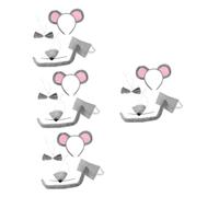 Ipetboom 4ensembles Costume De Souris Grise Pour Halloween Oreilles Animaux Avec Queue Et Nœud Parfait Pour Fêtes Cosplay