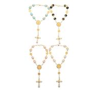 Ipetboom 4pièces Bracelet De Prière Chapelet Avec Croix Bijoux Religieux Pour Hommes Et Femmes Communion Mariage Cadeaux De Baptême