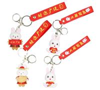 Ipetboom 4pièces Breloques Lapin Décoratives Résistantes Porte-clés Pendentifs Sac Portable Accessoires Mix
