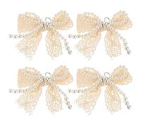 Ipetboom 4pièces Breloques Nœuds Décoratifs Perles pour Baskets Chaussures Habillées Sacs et Porte-clés Accessoires Détachables pour Customiser Vos Chaussures