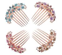 Ipetboom 4pièces Peigne à Cheveux Métal Avec Et Fleurs Accessoire De Coiffure Pour Femme Style Français Lot Pour Fête De Mariage