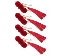 Ipetboom 4pièces Pinces Cheveux Jeunes Filles Style Hanfu Ancien Motif Pompon Chinois Ensemble Accessoire Coiffure Célébration