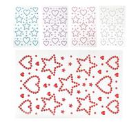 Ipetboom 5 feuilles Stickers Strass Autocollants Visage Étoiles et Cœurs Élégants Autocollants Bijou Collant Auto-adhésifs Décoration Maquillage Scène et DIY Multicolores