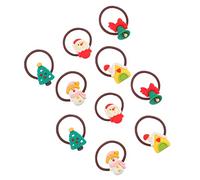 Ipetboom 5 Paires Élastiques de Noël pour Cheveux Cordes Fines pour Queue de Cheval Motifs Sapin Père Bonhomme de Cloche Maison