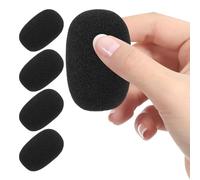 Ipetboom 5 Pièces Bonnettes de Protection pour Micros à Col de Cygne en Mousse Respirante Noire, Protège L'humidité et Améliore la Qualité Vocale pour Interviews et Salles de Conférence