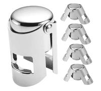 Ipetboom 5 pièces Bouchons de Bouteille Acier Inoxydable de Bouchons pour Scellé Hermétique pour Conserver la Fraîcheur Pratique pour et Événements Facile à Utiliser Nettoyer